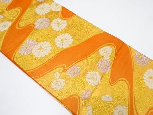 アンティーク 霞に菊・枝梅模様織り出し袋帯(着用可)